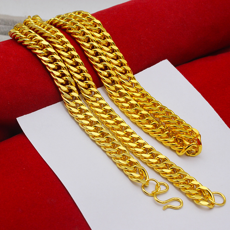 18K gold necklace men long time tycoon prop thick 9mm bold gold chain 60cm president chain
