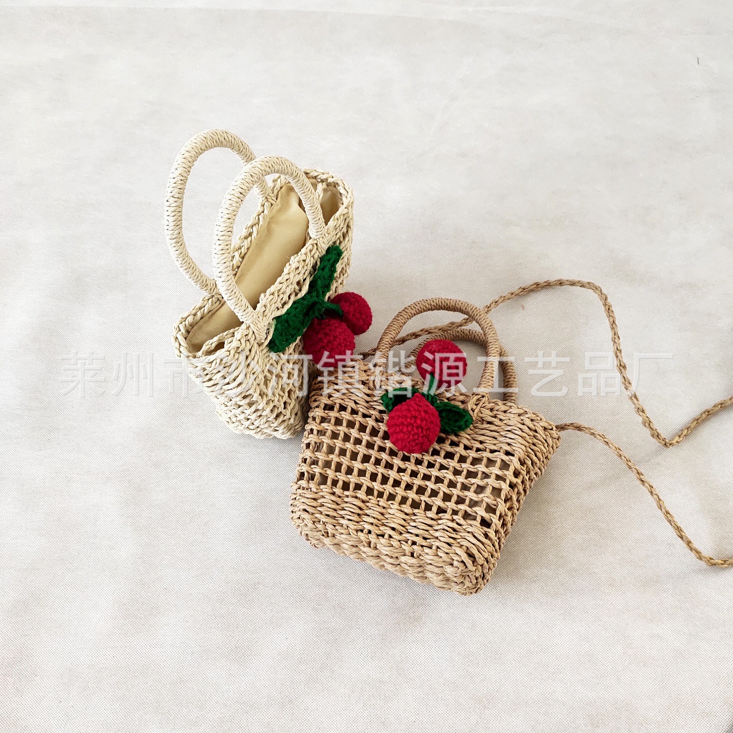 New hollow cherry square bag handbag crossbody mini small woven bag women's lightweight