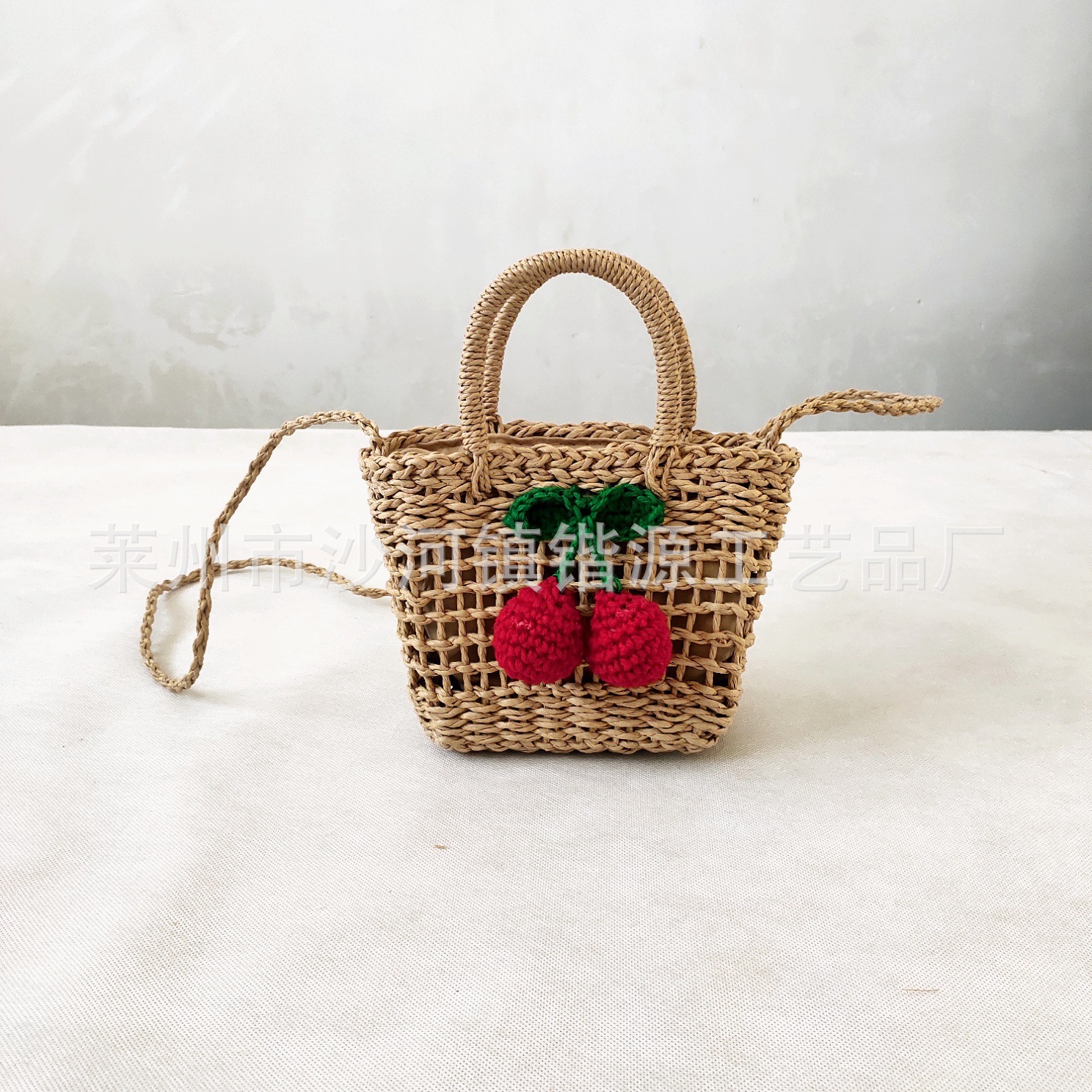 New hollow cherry square bag handbag crossbody mini small woven bag women's lightweight
