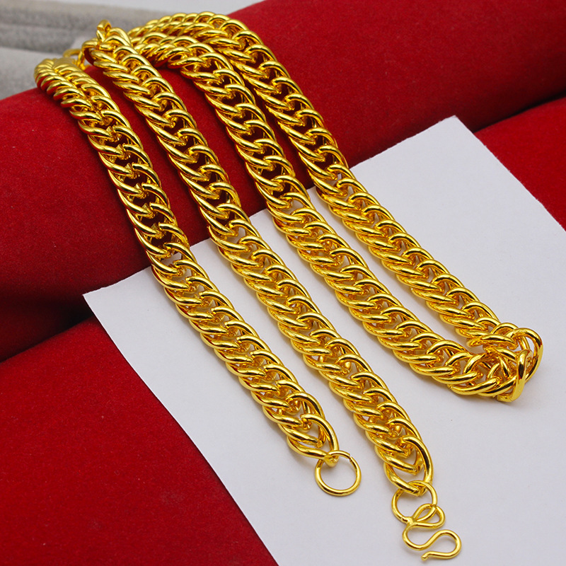 18K gold necklace men long time tycoon prop thick 9mm bold gold chain 60cm president chain