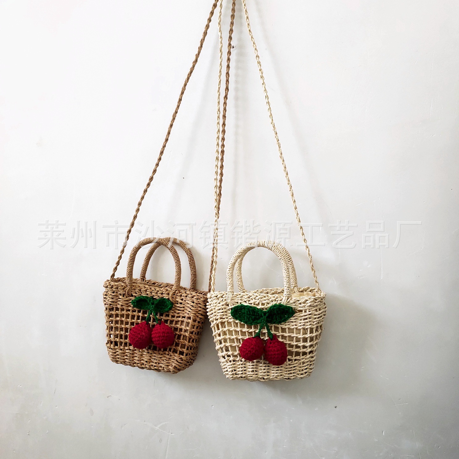 New hollow cherry square bag handbag crossbody mini small woven bag women's lightweight