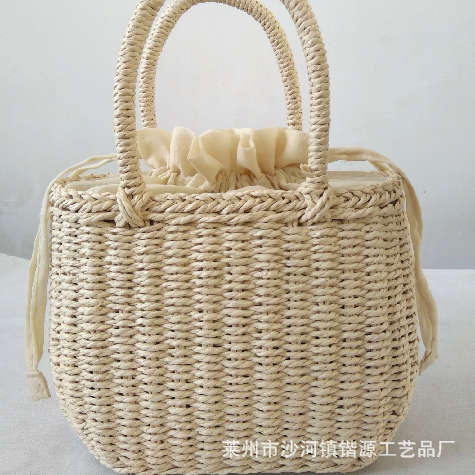 New handbag women's beach bag drawstring straw woven bag basket woven bag small square bag handbag