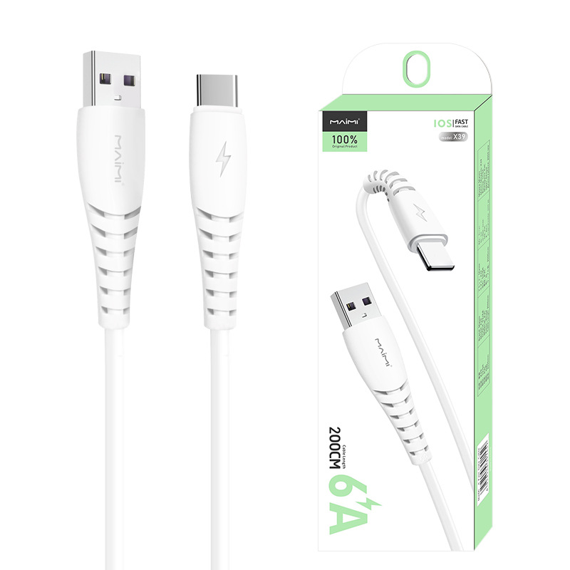 Maimi X39 Applicable for iPhone Android Type-C Fast Charging 6A Extended 2 Meter Charging Cable Flash Charging Data Cable