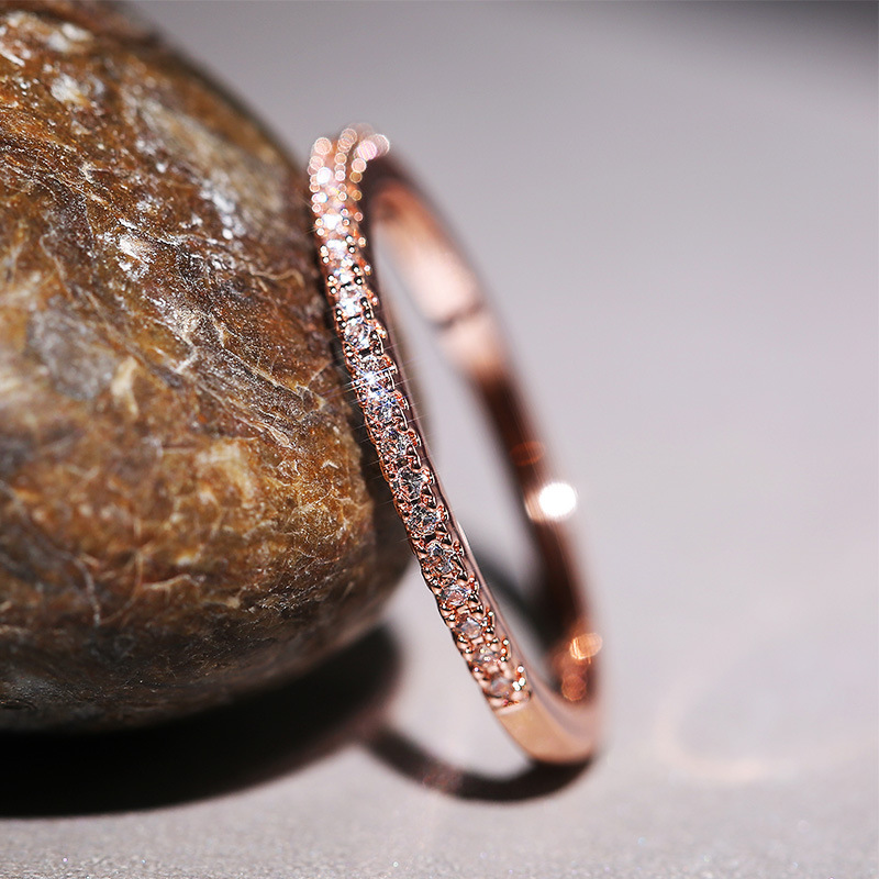 Cao Shi Bestseller Minimalist Women's Micro-Set Zircon Ring Index Finger Ring Gift