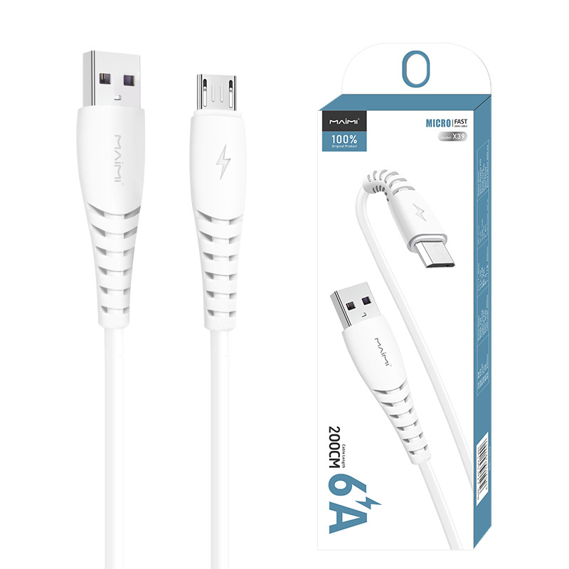 Maimi X39 Applicable for iPhone Android Type-C Fast Charging 6A Extended 2 Meter Charging Cable Flash Charging Data Cable