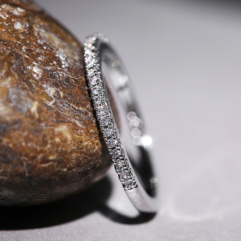 Cao Shi Bestseller Minimalist Women's Micro-Set Zircon Ring Index Finger Ring Gift