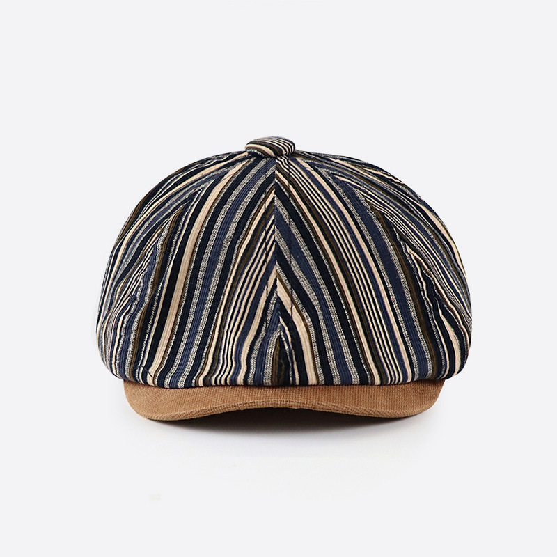 2020 autumn striped octagonal cap, new newsboy cap for men, casual painter's hat
