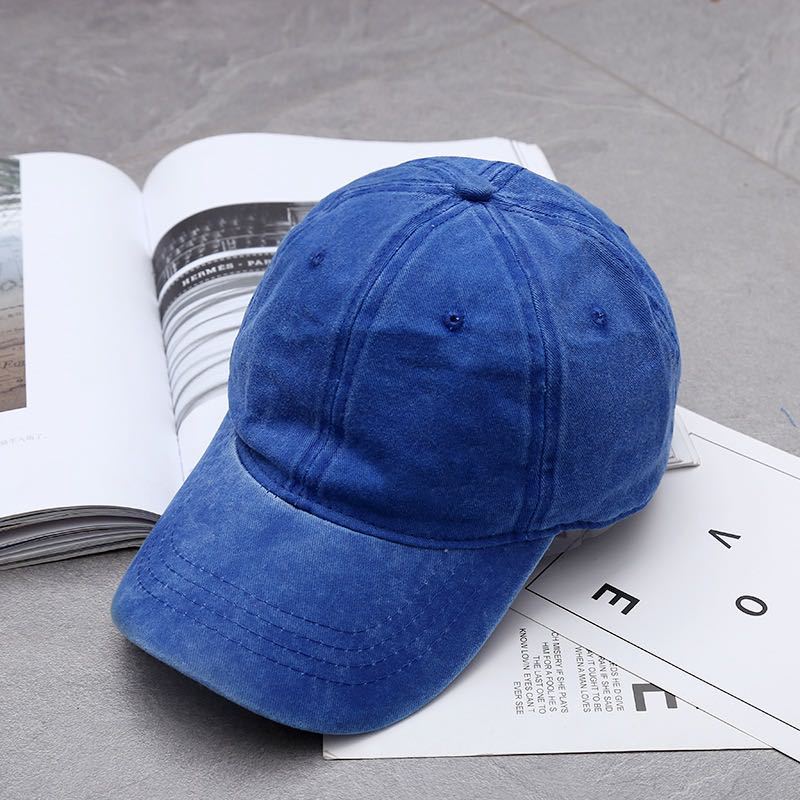 Coated Washed Baseball Cap Solid Visor Hat for Women Sunshade Distressed Denim Baseball Cap