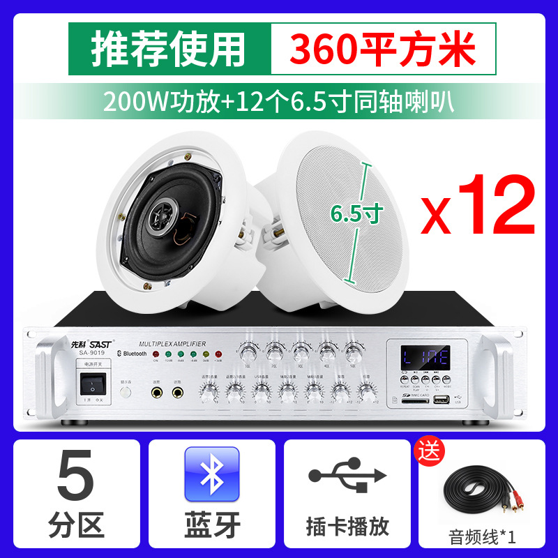 布线款-12个6.5寸同轴+功放套装