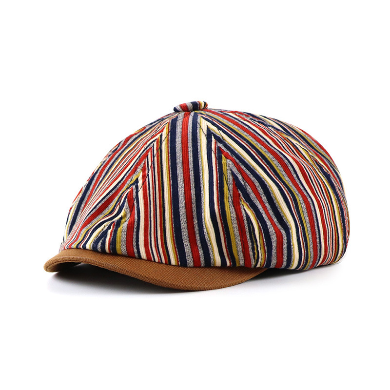 2020 autumn striped octagonal cap, new newsboy cap for men, casual painter's hat