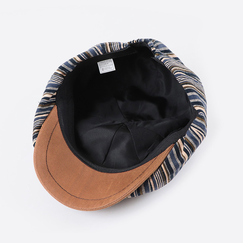 2020 autumn striped octagonal cap, new newsboy cap for men, casual painter's hat