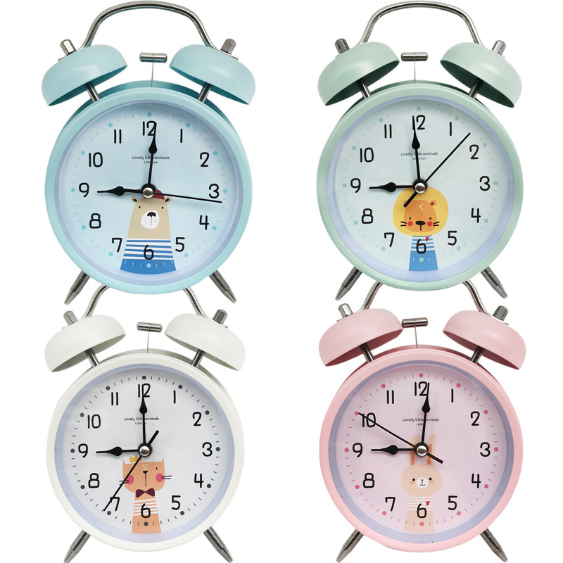 4-inch Metal Bell Alarm Clock Can Add Logo Silent with Light Children Student Clock