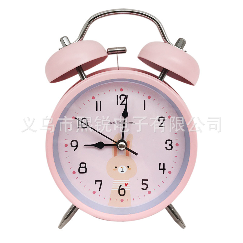 4-inch large metal silent alarm clock with luminous hands and night light, children's student alarm clock