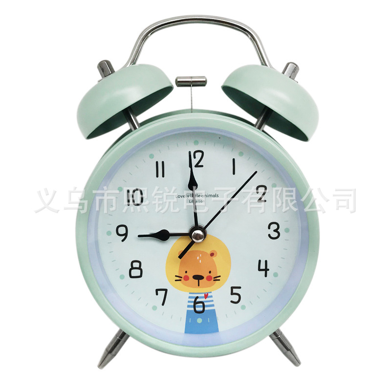 4-inch large metal silent alarm clock with luminous hands and night light, children's student alarm clock