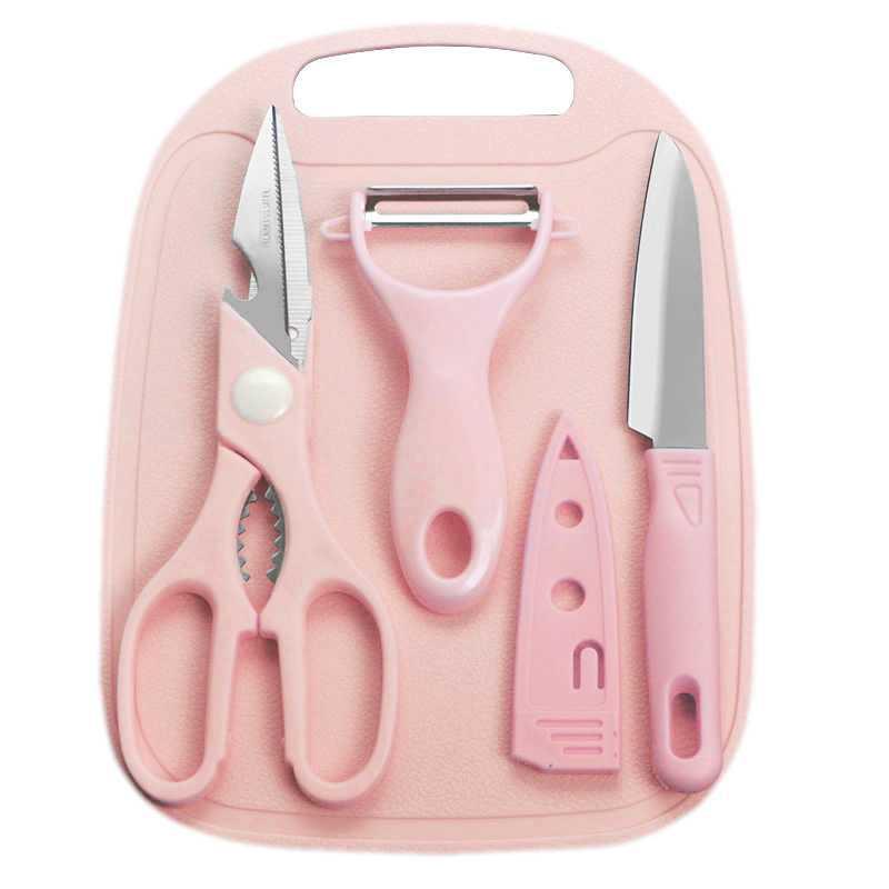 Yangjiang Knife Simple Gift Set Stainless Steel Fruit Knife Cutting Board Scissors Peeler Kitchen Household Four-Piece Set