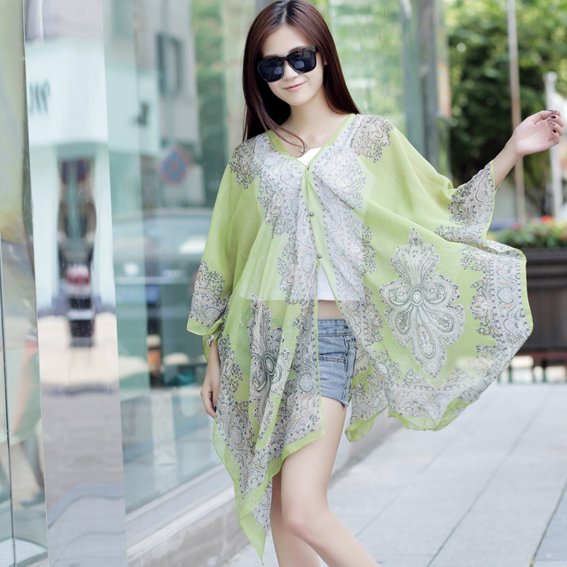 New Sun Protection Shawl Women Summer Chiffon Versatile Scarf Paisley Beach Silk Scarf