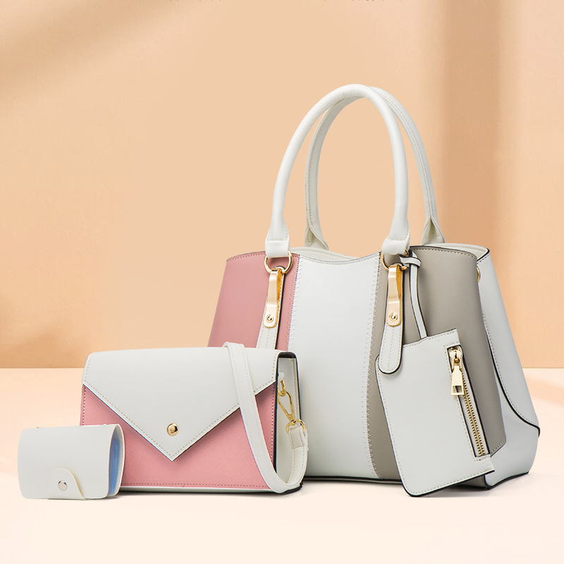 2026 new color-block women's bag women's handbag shoulder crossbody bag mother-child bag four-piece women's bag