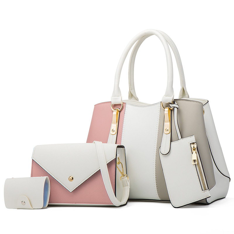 2026 new color-block women's bag women's handbag shoulder crossbody bag mother-child bag four-piece women's bag