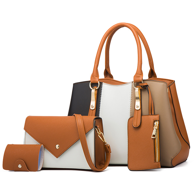 2026 new color-block women's bag women's handbag shoulder crossbody bag mother-child bag four-piece women's bag