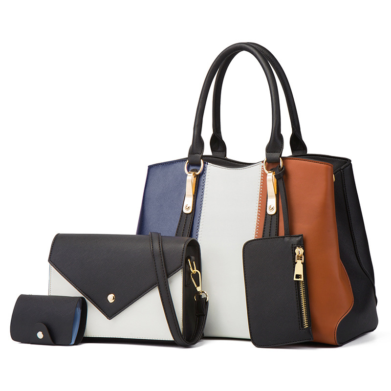 2026 new color-block women's bag women's handbag shoulder crossbody bag mother-child bag four-piece women's bag