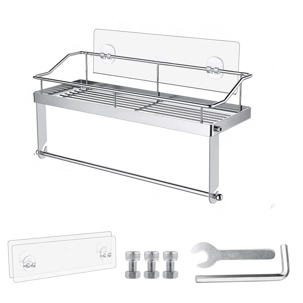 Wall-mounted draining rack, no-drill, bathroom, adhesive stainless steel storage rack, storage shelf, kitchen paper towel holder