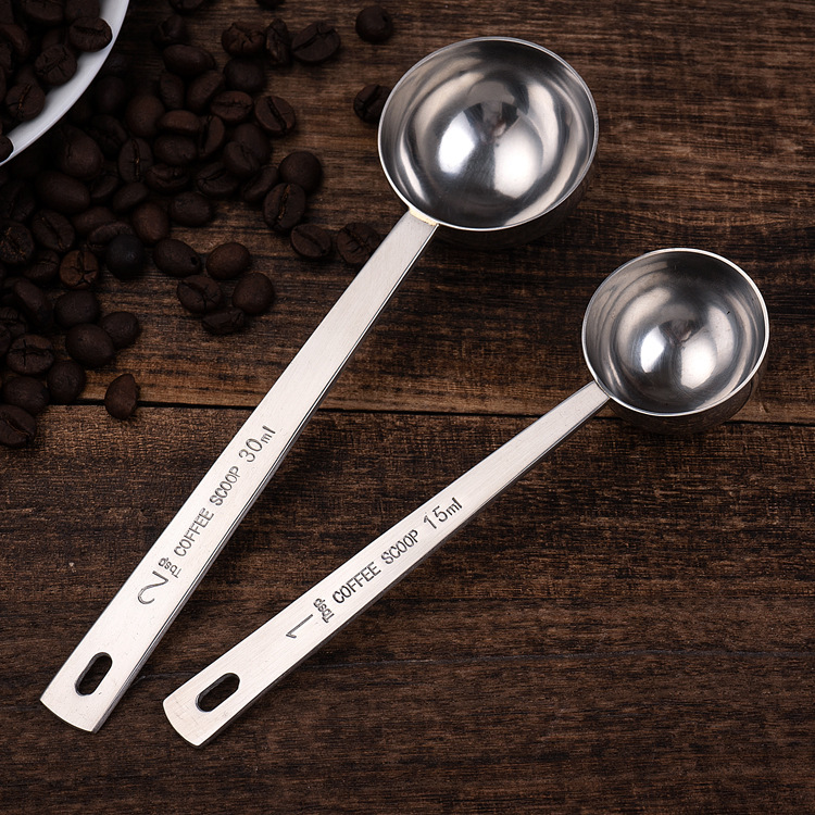304 Stainless Steel 30ml 15ml Long Handle Milk Powder Fruit Powder Coffee Bean Powder Measuring Spoon Scale Gram Spoon