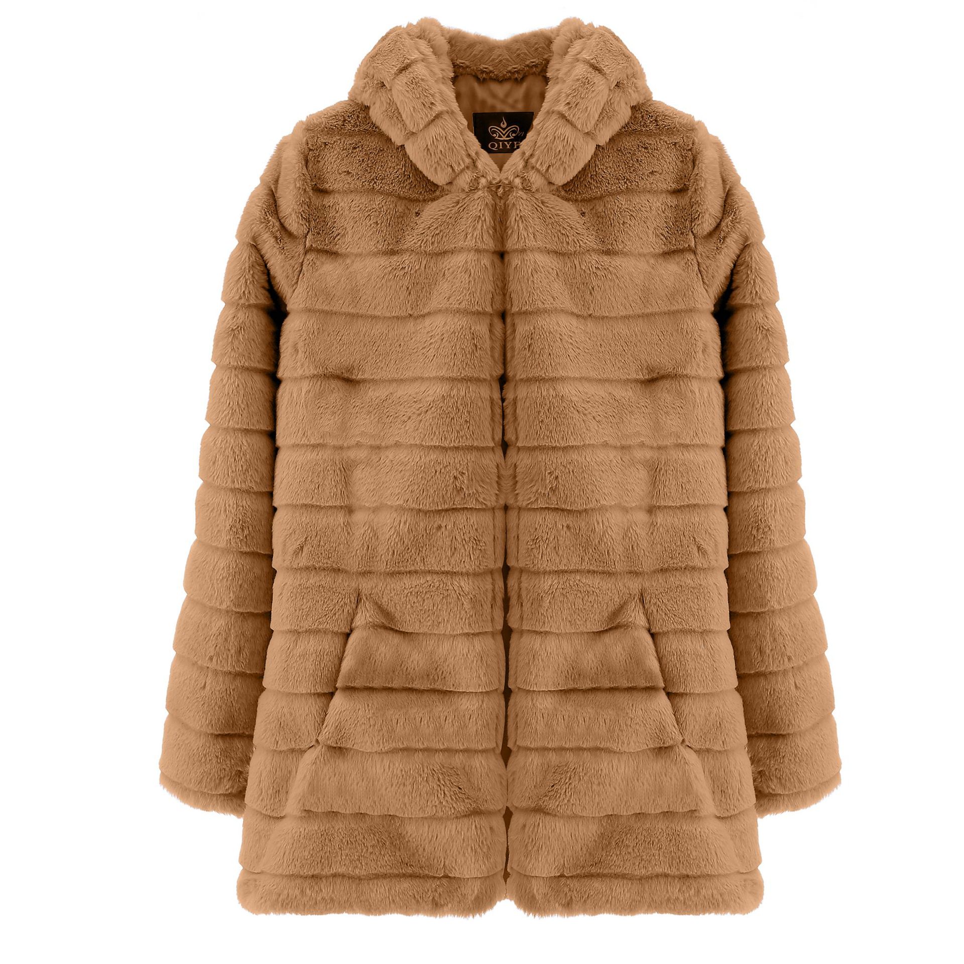 Fur autumn/winter faux fur imitation mink long hooded fur jacket women's coat warm