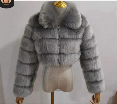 Faux fur jacket short lapel imitation fox fur long sleeve spliced women's