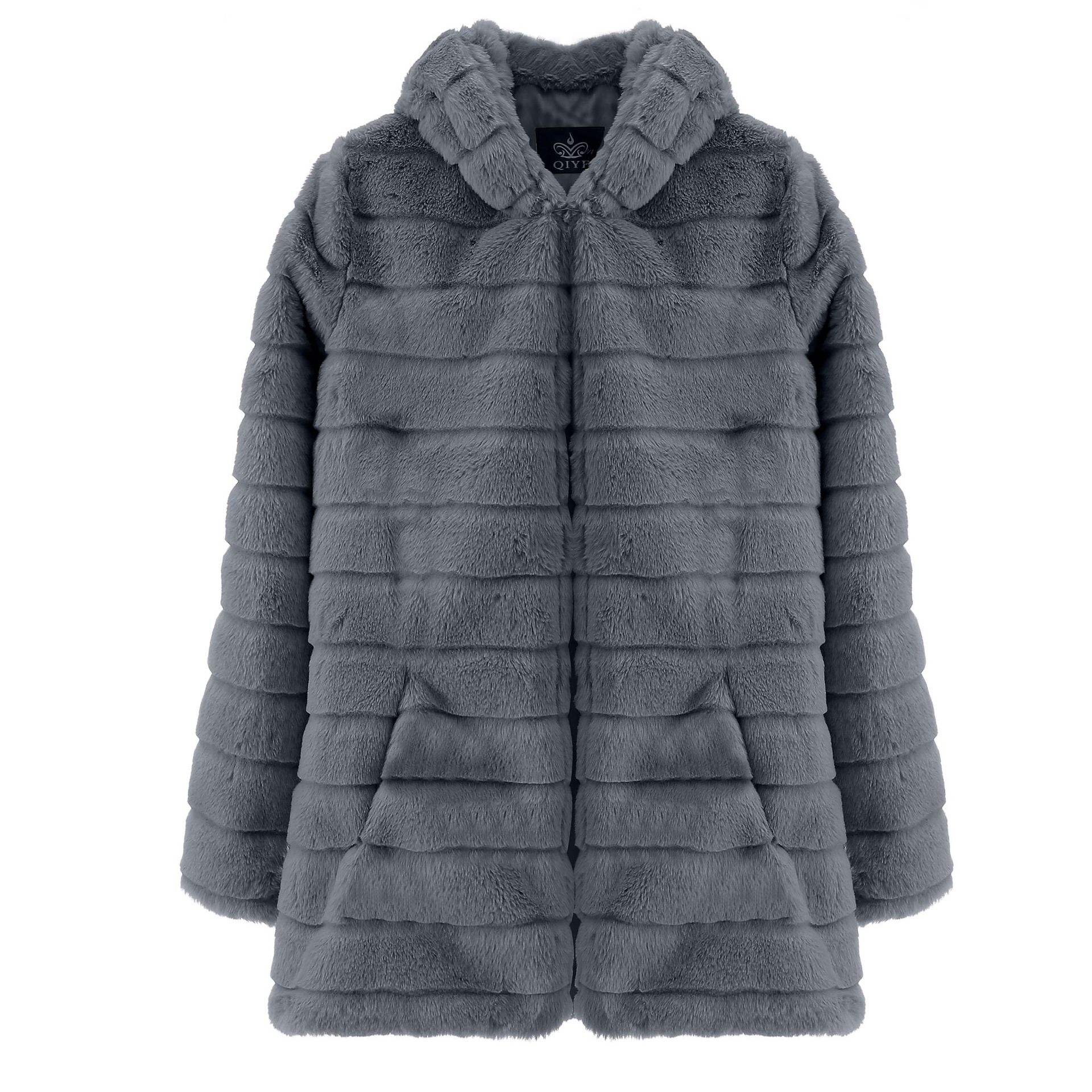 Fur autumn/winter faux fur imitation mink long hooded fur jacket women's coat warm