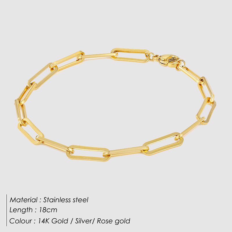 eManco Women's Bracelet Simple Chain Bracelet Stainless Steel Bracelet Gold Plated Hand Jewelry Distribution