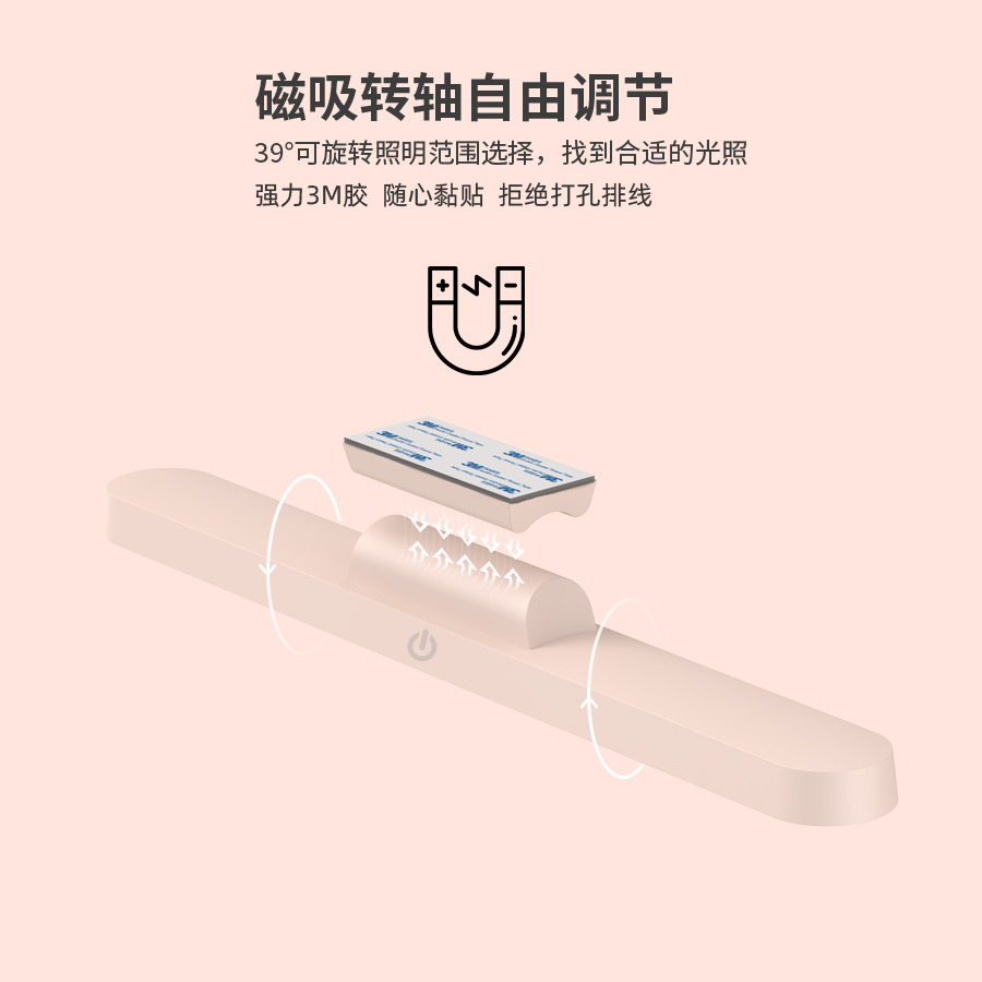 LED eye-protection cool lamp college student dormitory desk long strip cabinet lamp magnetic adsorption rechargeable desk lamp