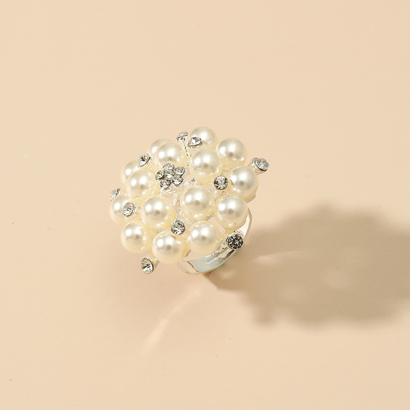 Fashion ring for index finger adjustable pearl ring