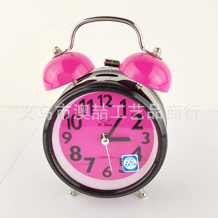 Bell Alarm Clock 3-inch Glow Silent Metal Bell Clock with Light Student Gift Clock Quartz Clock
