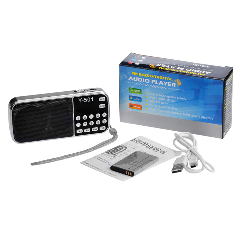 Mini Square Dance Speaker Portable Charging Elderly Walkman Card Insert Radio Music Player