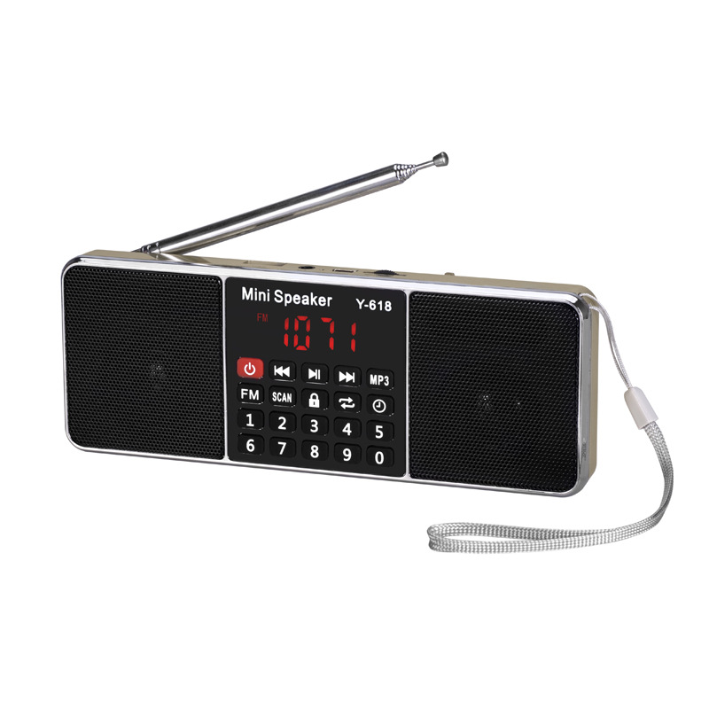 Radio Bluetooth Speaker Card Insert Speaker Portable Dual-Speaker Radio for Elderly Stereo Dual Channel