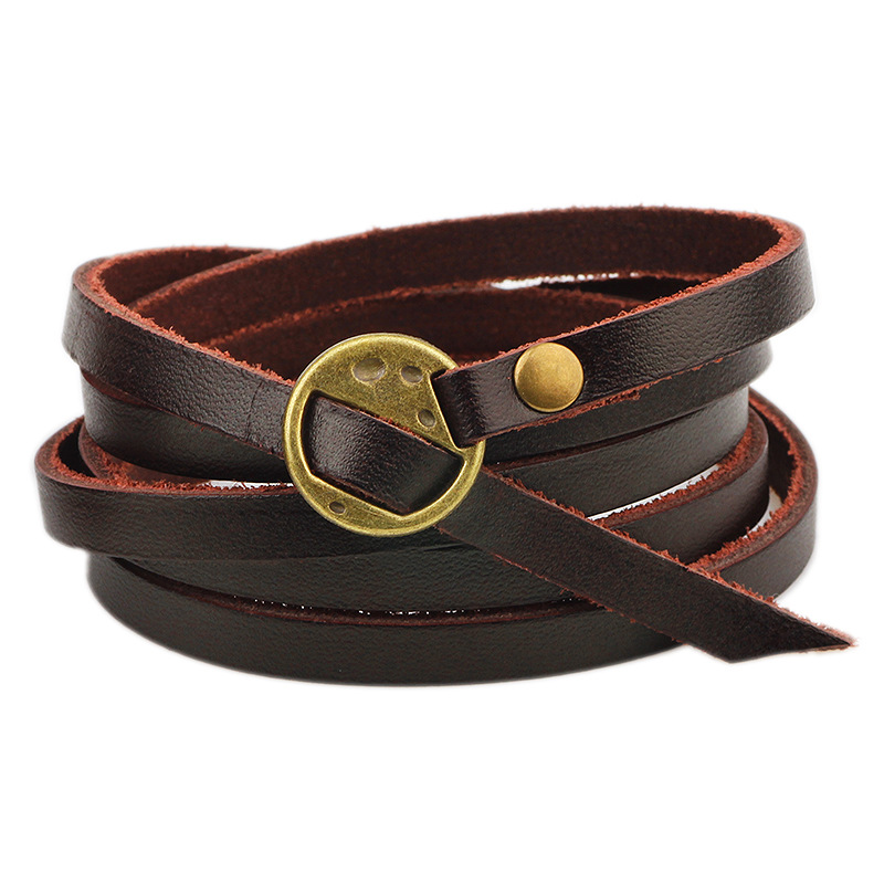 Production processing five-circle embossed genuine cowhide bracelet bracelet accessories