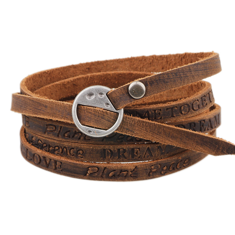Production processing five-circle embossed genuine cowhide bracelet bracelet accessories