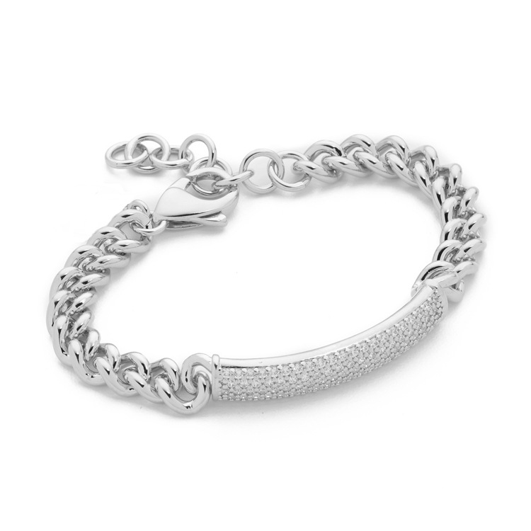 Beginner Jewelry Minimalist Alloy Rhinestone Tag Bracelet