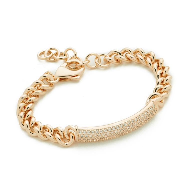 Beginner Jewelry Minimalist Alloy Rhinestone Tag Bracelet