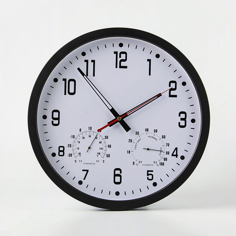 14-inch Simple Silent Wall Clock Temperature and Humidity Clock Home Decoration Electronic Clock
