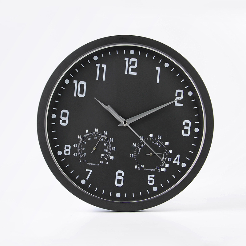 14-inch Simple Silent Wall Clock Temperature and Humidity Clock Home Decoration Electronic Clock