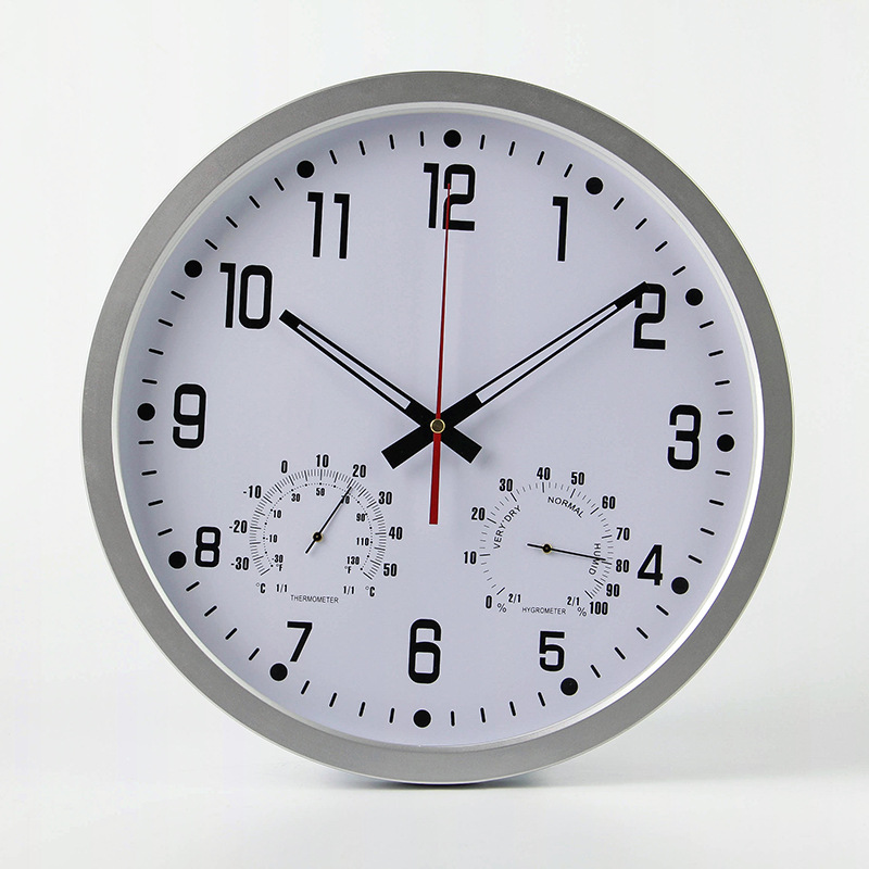14-inch Simple Silent Wall Clock Temperature and Humidity Clock Home Decoration Electronic Clock