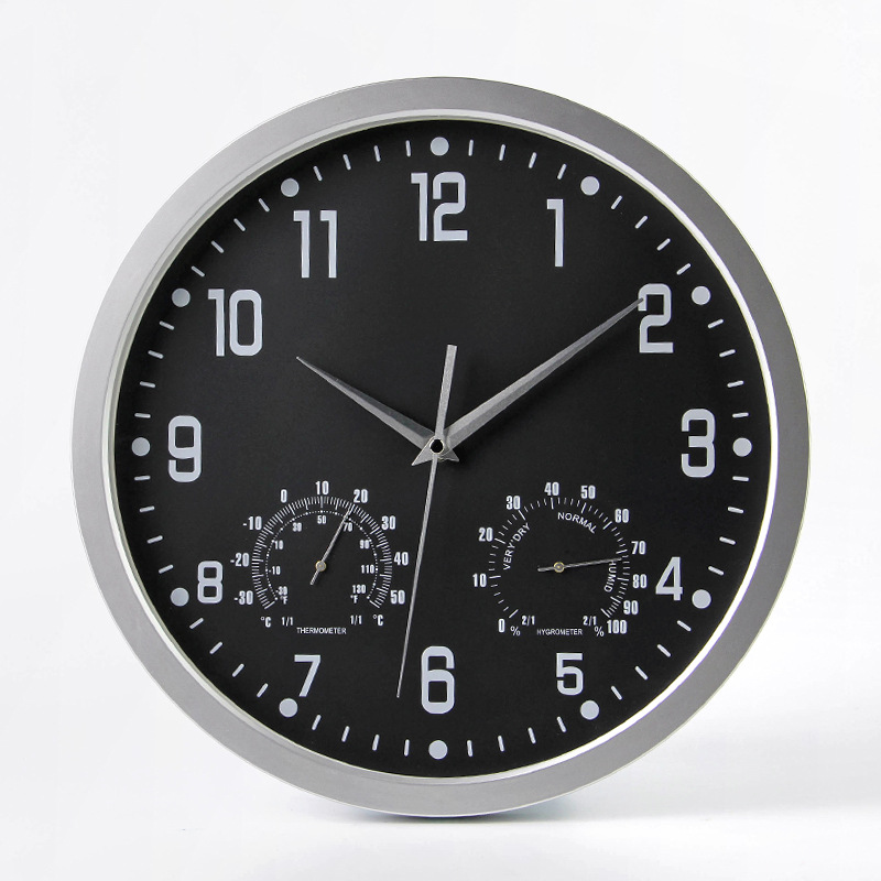 14-inch Simple Silent Wall Clock Temperature and Humidity Clock Home Decoration Electronic Clock