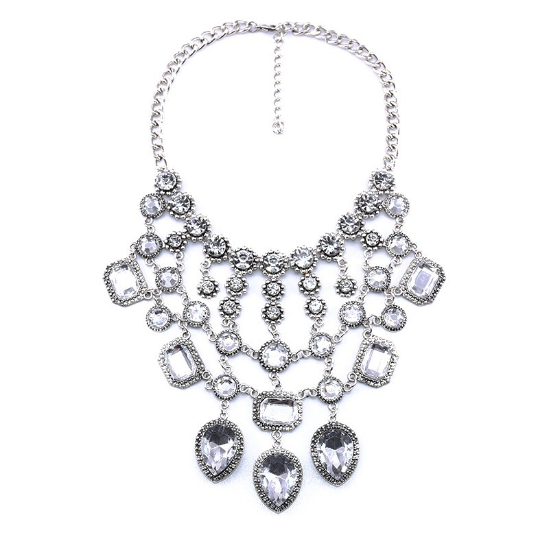 Big brand popular jewelry luxury black multi-layer crystal gem tassel necklace