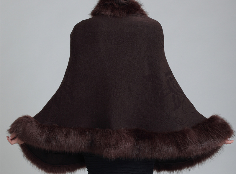 New Women's Knitted Coat Cheongsam Shawl Imitation Fox Fur Collar Fur Shawl Cape Coat Women 1268#