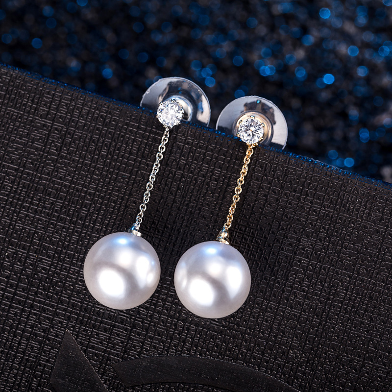 Pearl Zircon Earrings Long Tassel Ear Drops Women Simple Sweet Accessories