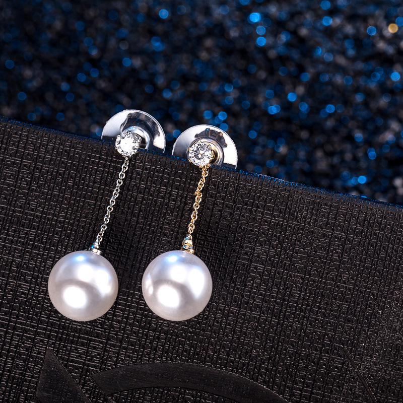 Pearl Zircon Earrings Long Tassel Ear Drops Women Simple Sweet Accessories