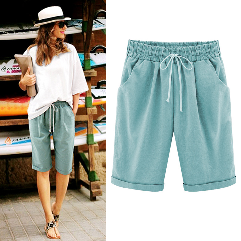 Spring and summer new cotton spandex mid-waist loose harem five-tenths pants street hip-hop elastic casual pants women pants