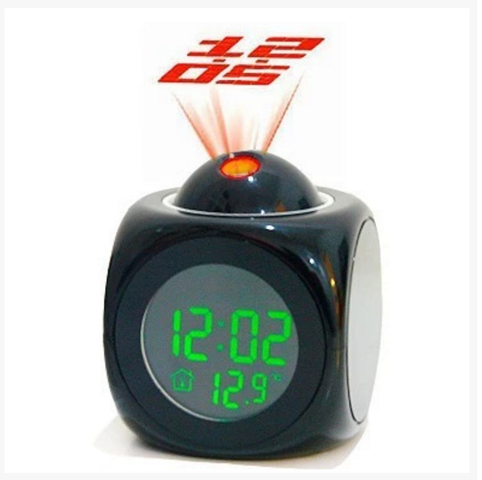 Multifunctional LED Projection Alarm Clock with English Voice Time Reporting, Square Design, Lazy Alarm, Bedroom Electronic Clock