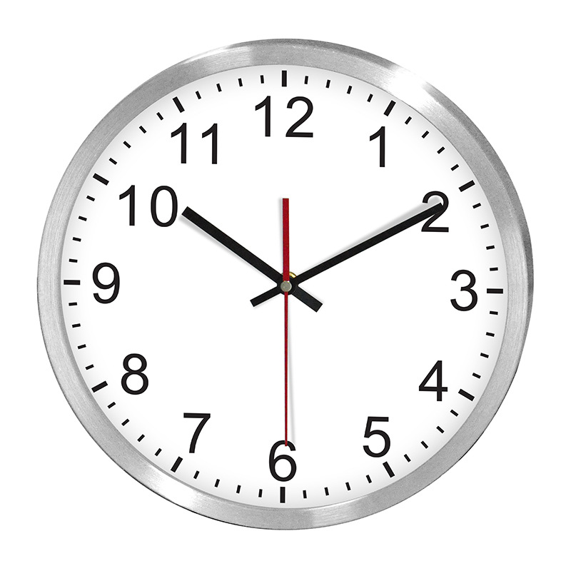 Shipped 12-inch Metal Wall Clock Round Wall Clock Living Room Bedroom Silent Wall Clock